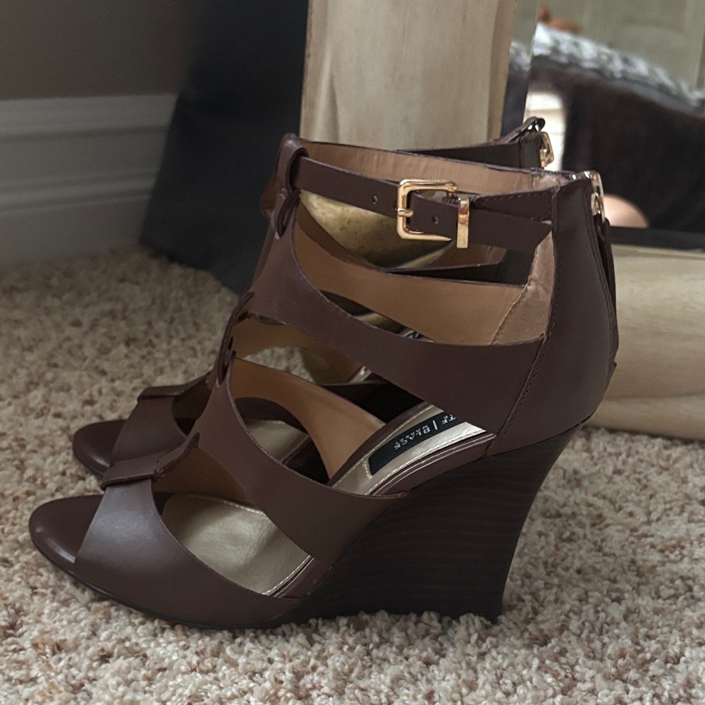 White House Black Market Dark Brown Wedges
